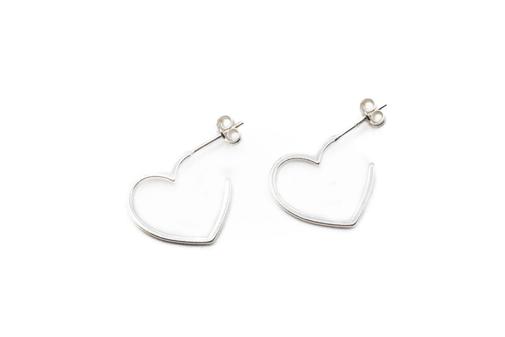 Earrings - Heart - Red - Red Silver 9.25