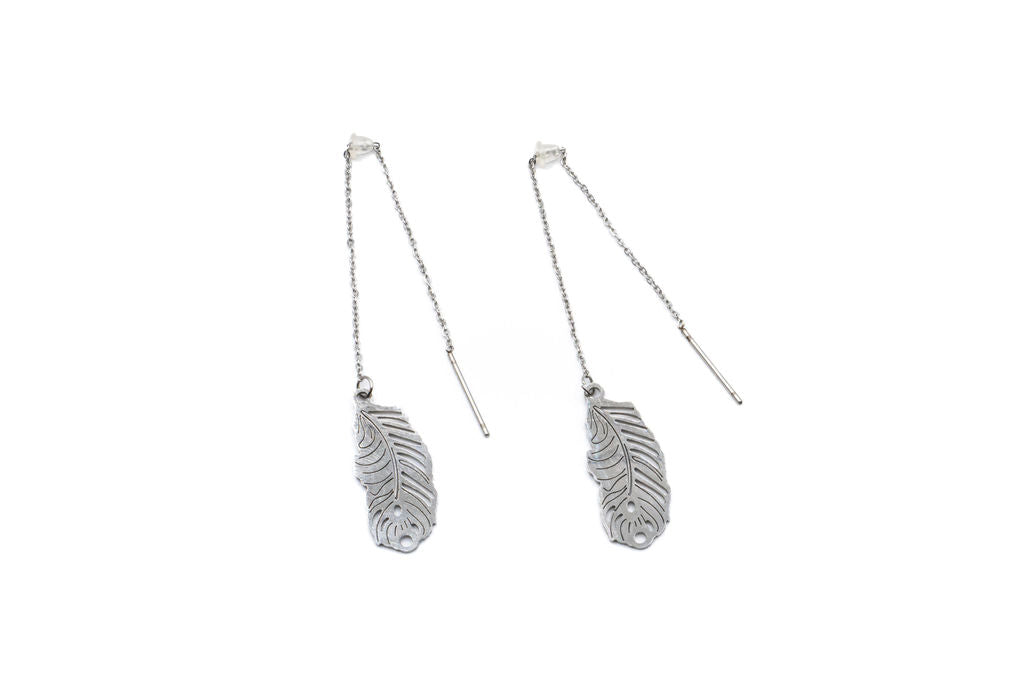 Bo Plume Longue - Argent - Rouge Inox