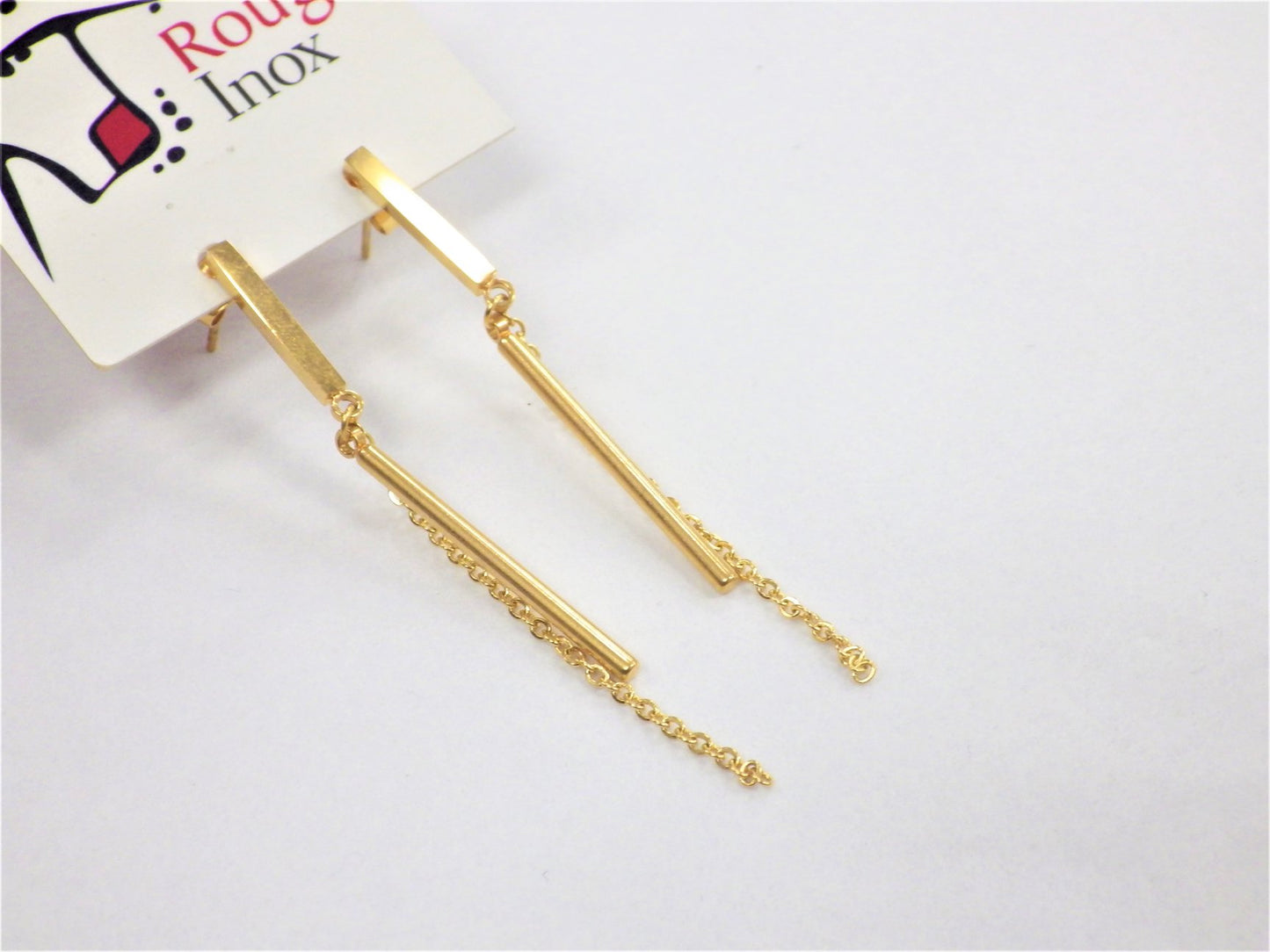 BO tige et chaîne or - Rouge inox