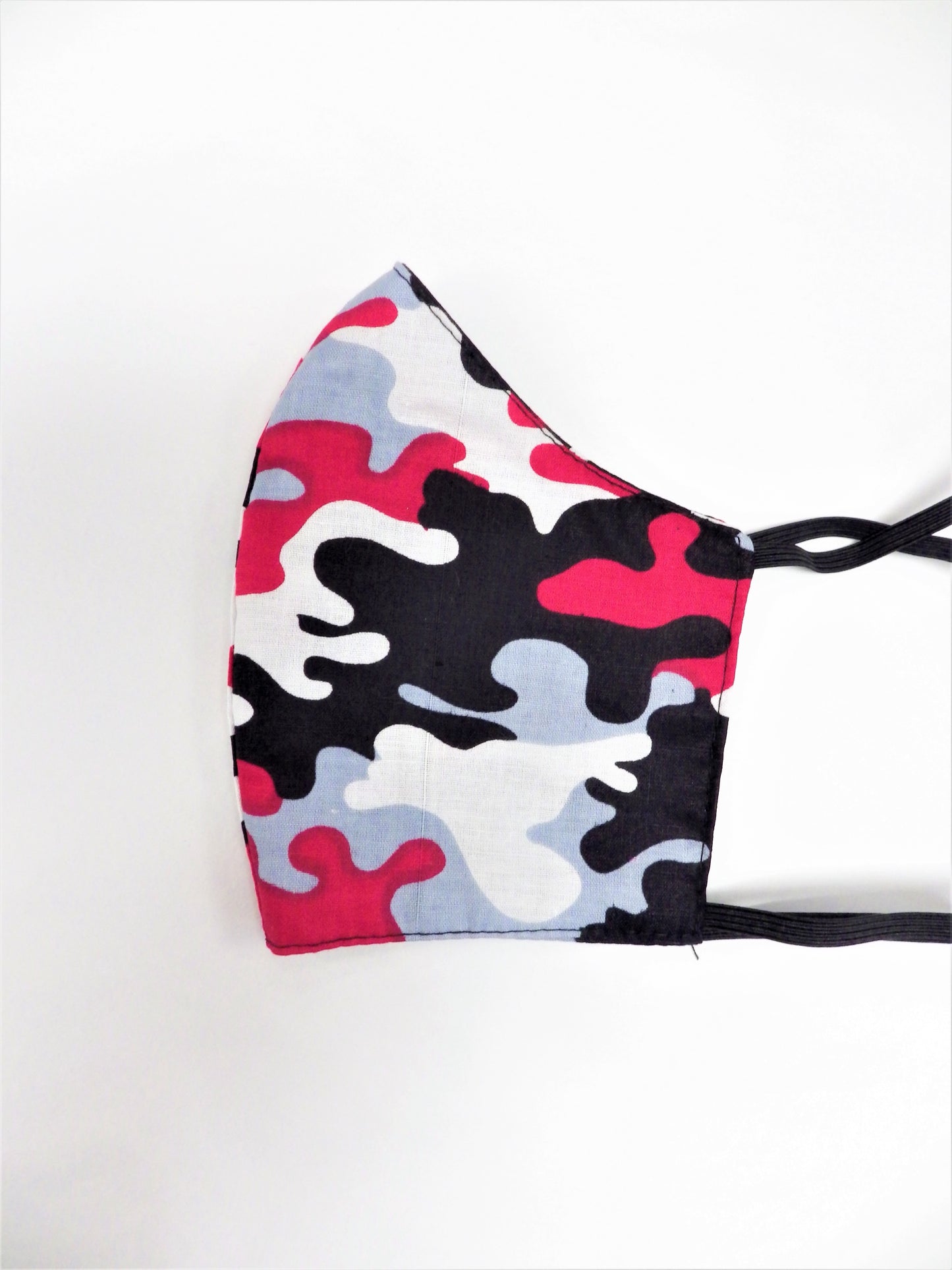 White, black and red camouflage