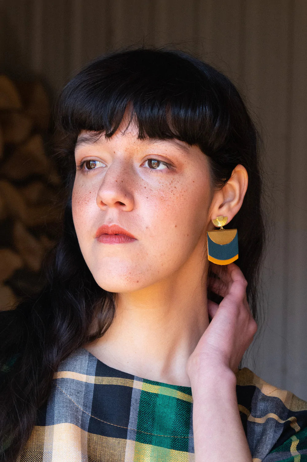 Scaffa Earrings - Teal and Mustard - Kazak