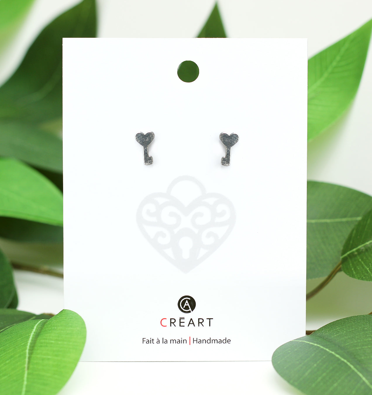 Boucles d'oreilles Clef du cœur - Créart