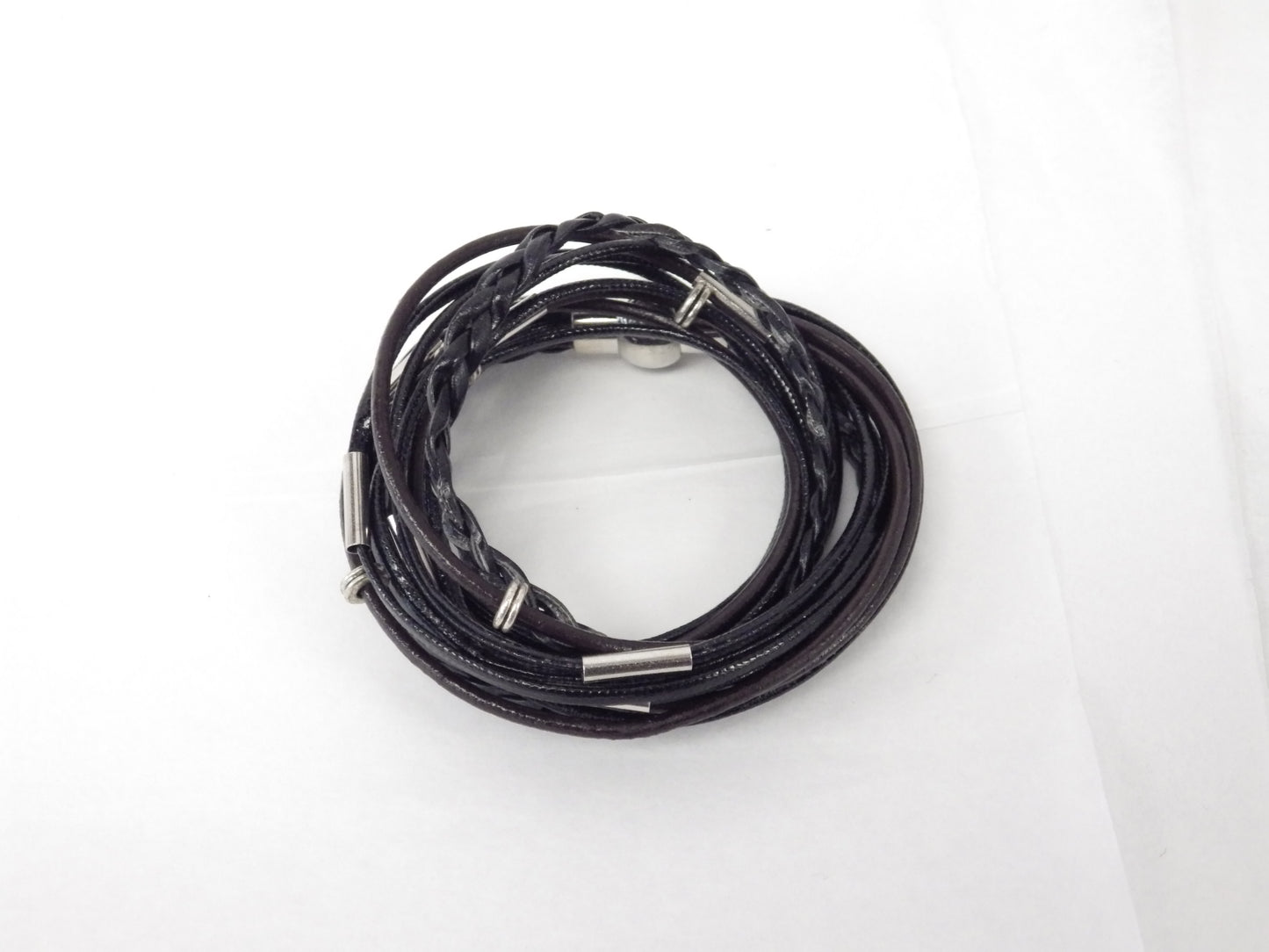 Collier/Bracelet avec files bruns et noirs multiples - MJ Bijoux