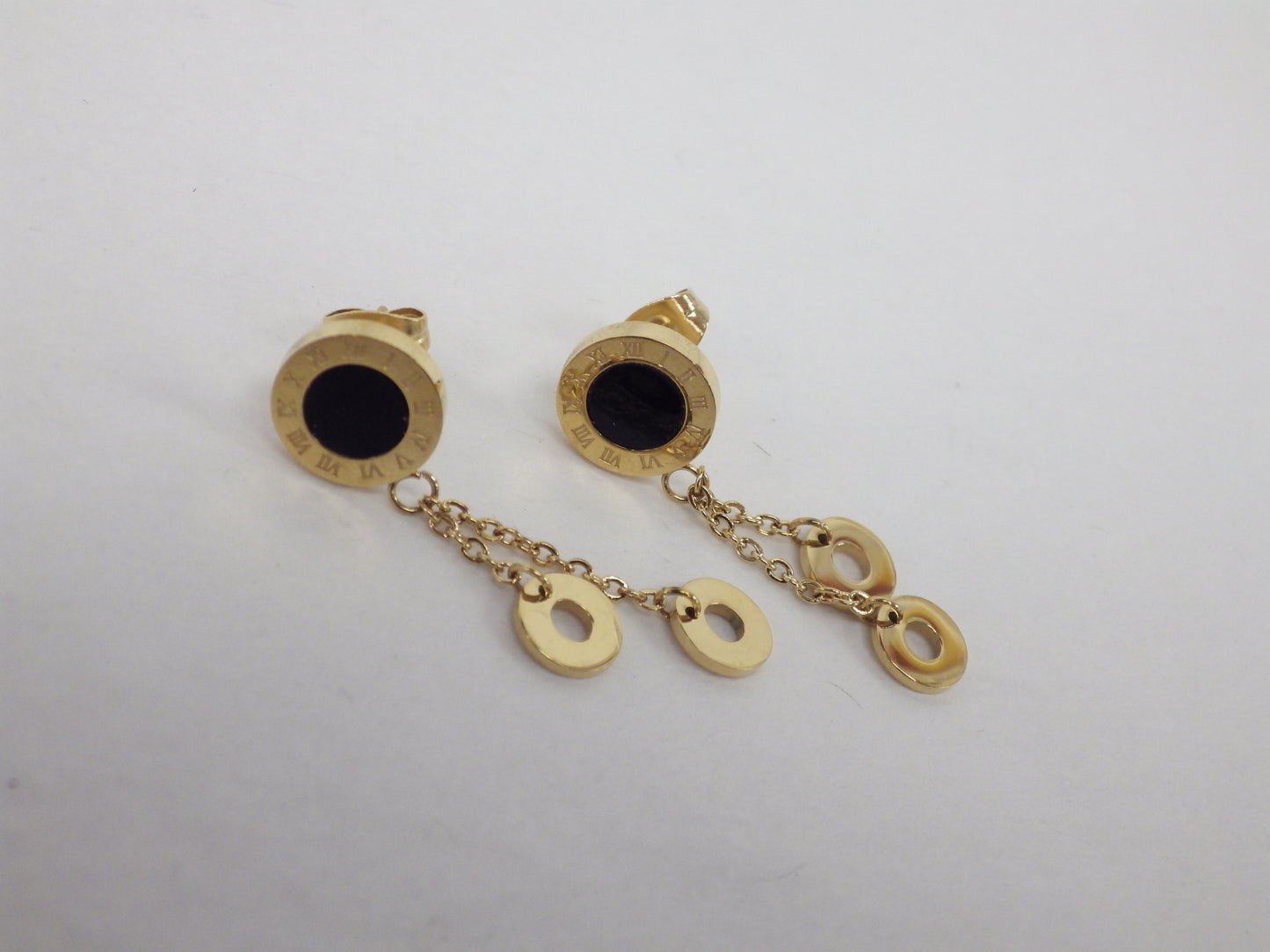 BO Roman Numerals Round Charms Stainless Steel Gold - Red Stainless Steel