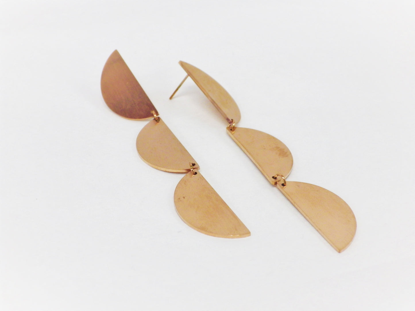 BO Triple demi-cercle suspendus Inox Or rose - Rouge Inox