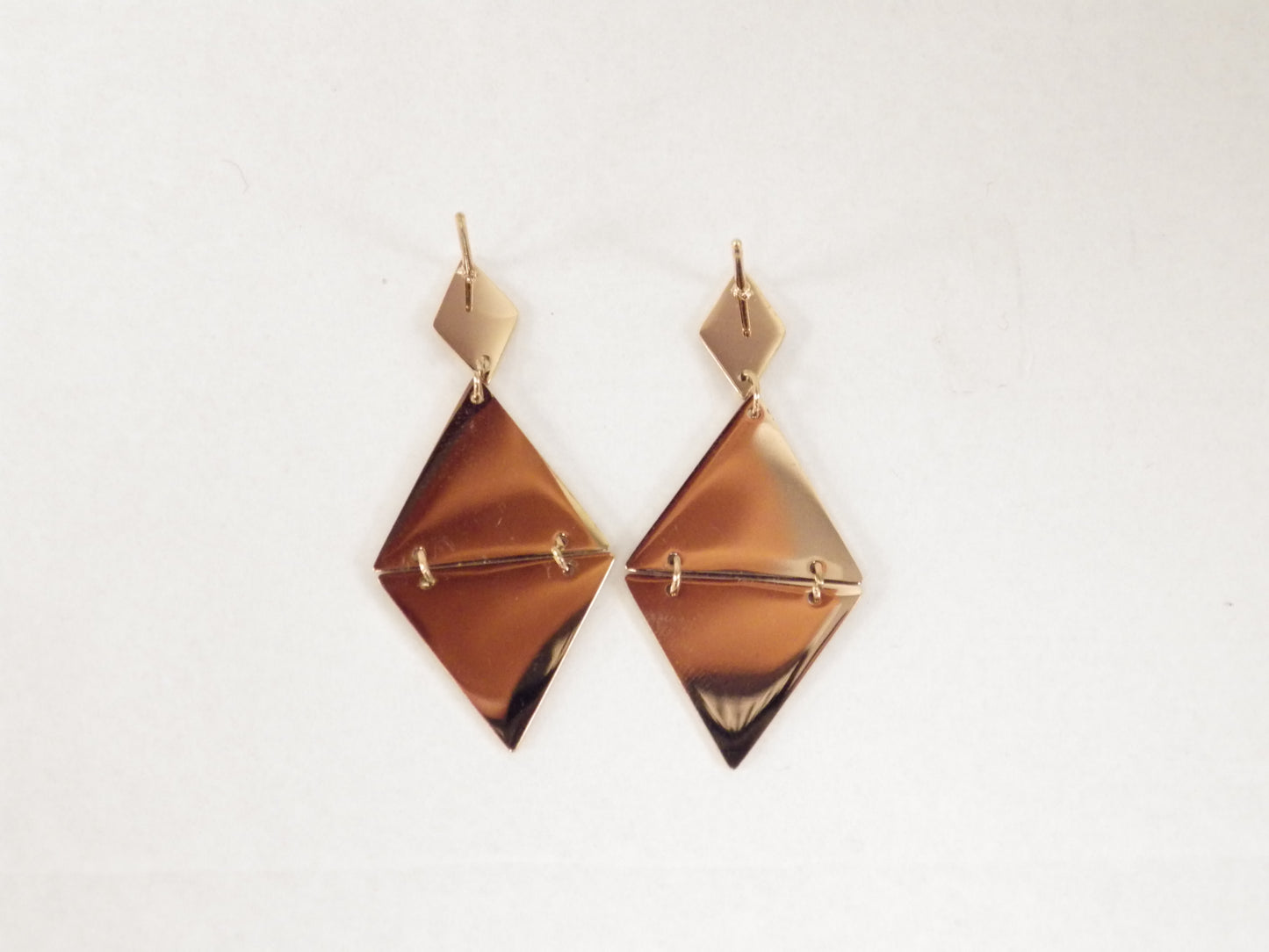 BO losange en triangle or rose- Rouge inox