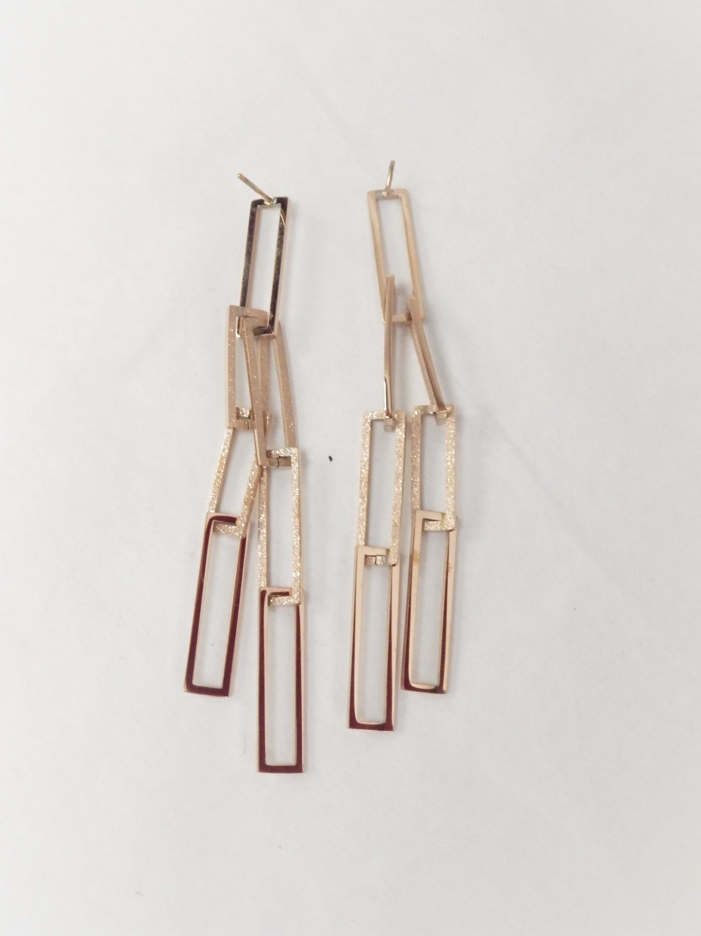 BO large chain and rose gold rectangle - Stainless steel red