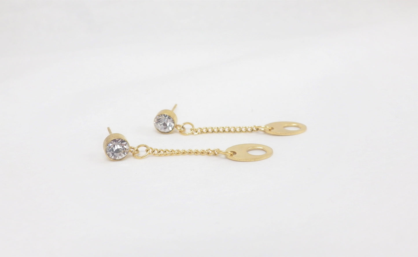 BO zircon chaîne et oval or - Rouge inox