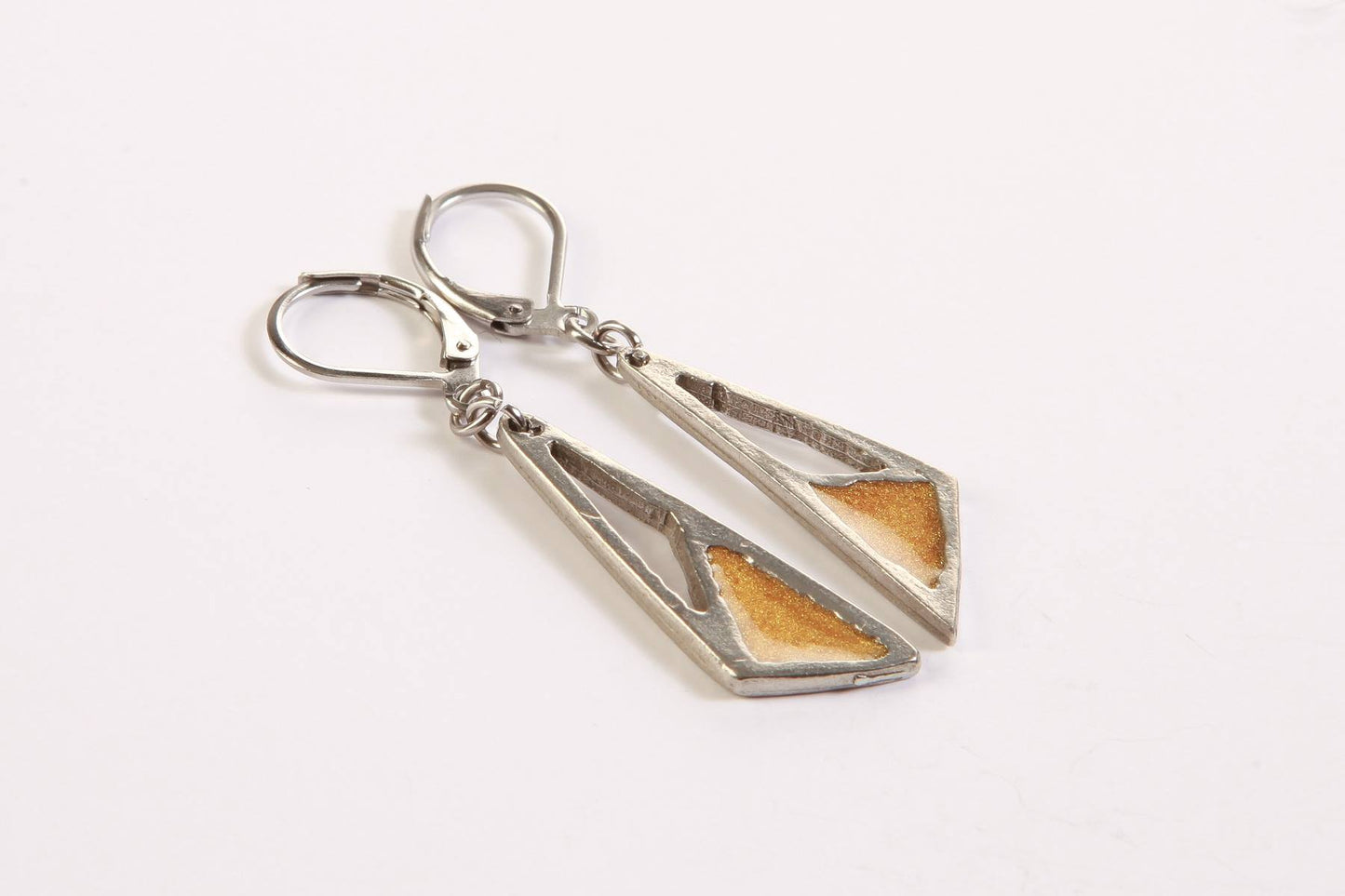 Suspendues à l'oreille Triangle Double Naturel - Rouge Bijoux