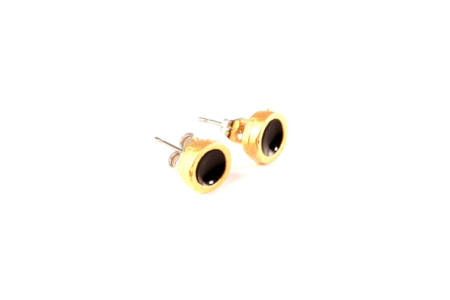 8mm Round Matte Gold Earrings - Rouge Bijoux
