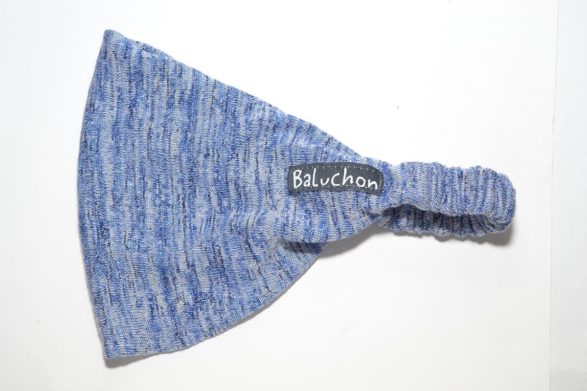 Blue knitted baluchon headband