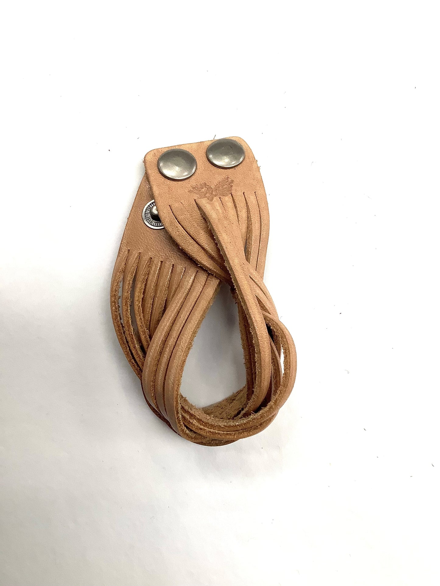 Thick light brown braided leather bracelet