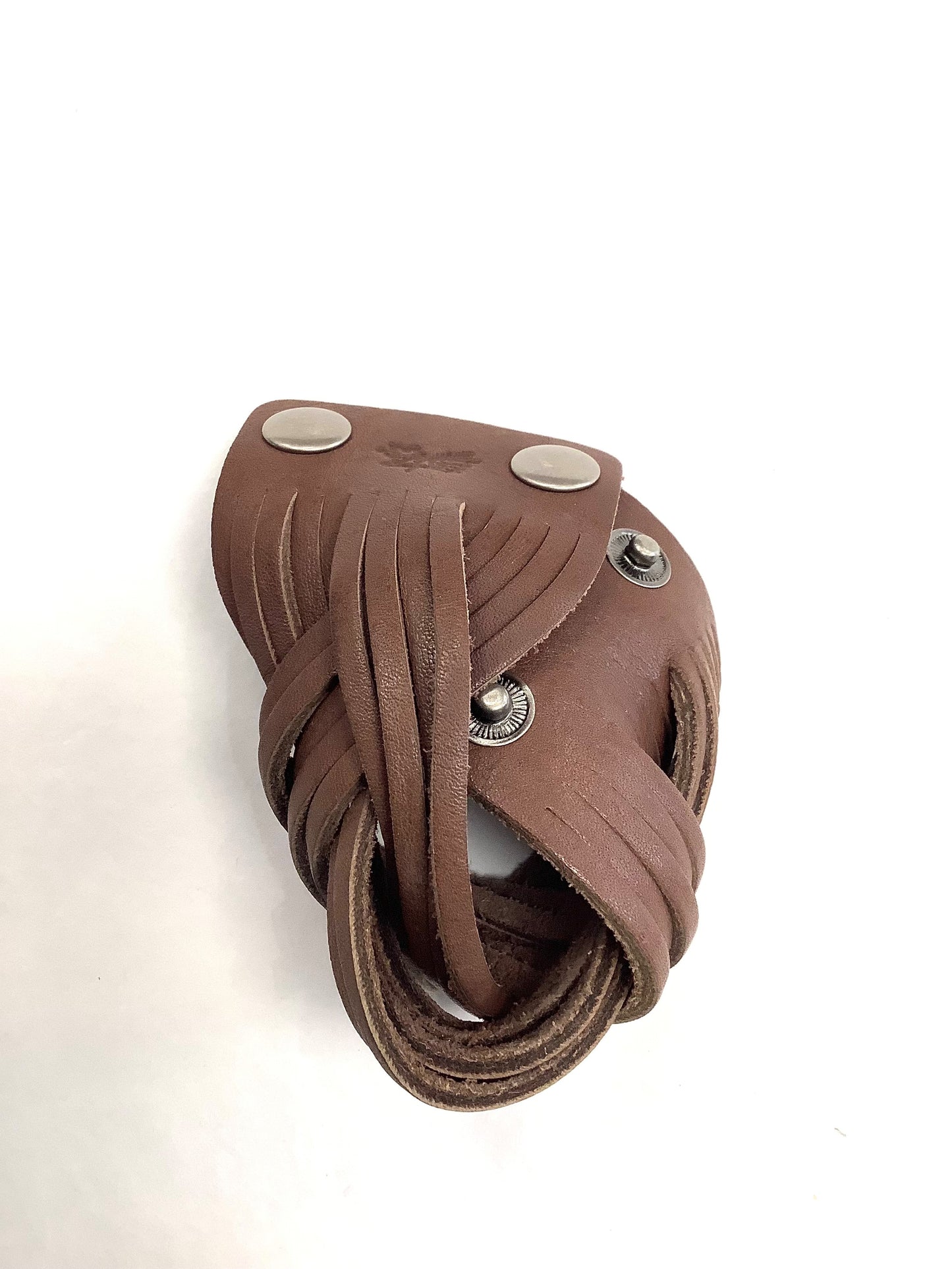 Bracelet cuir tressé brun pâle épais