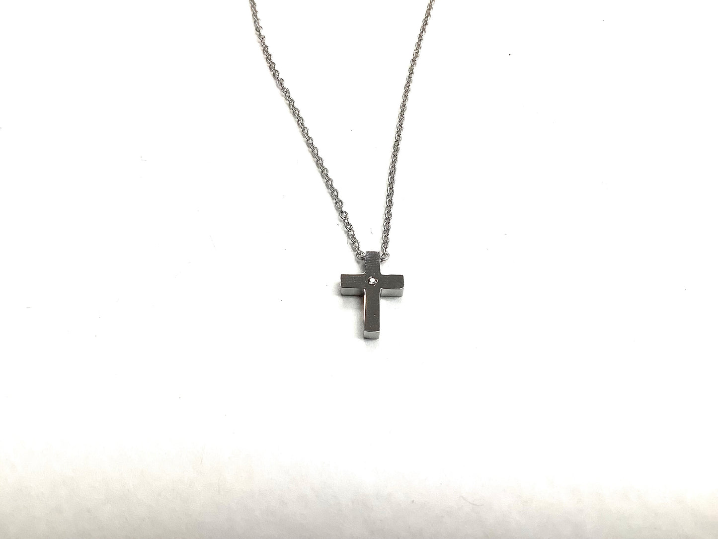 Collier Croix scintillante - Rouge Inox