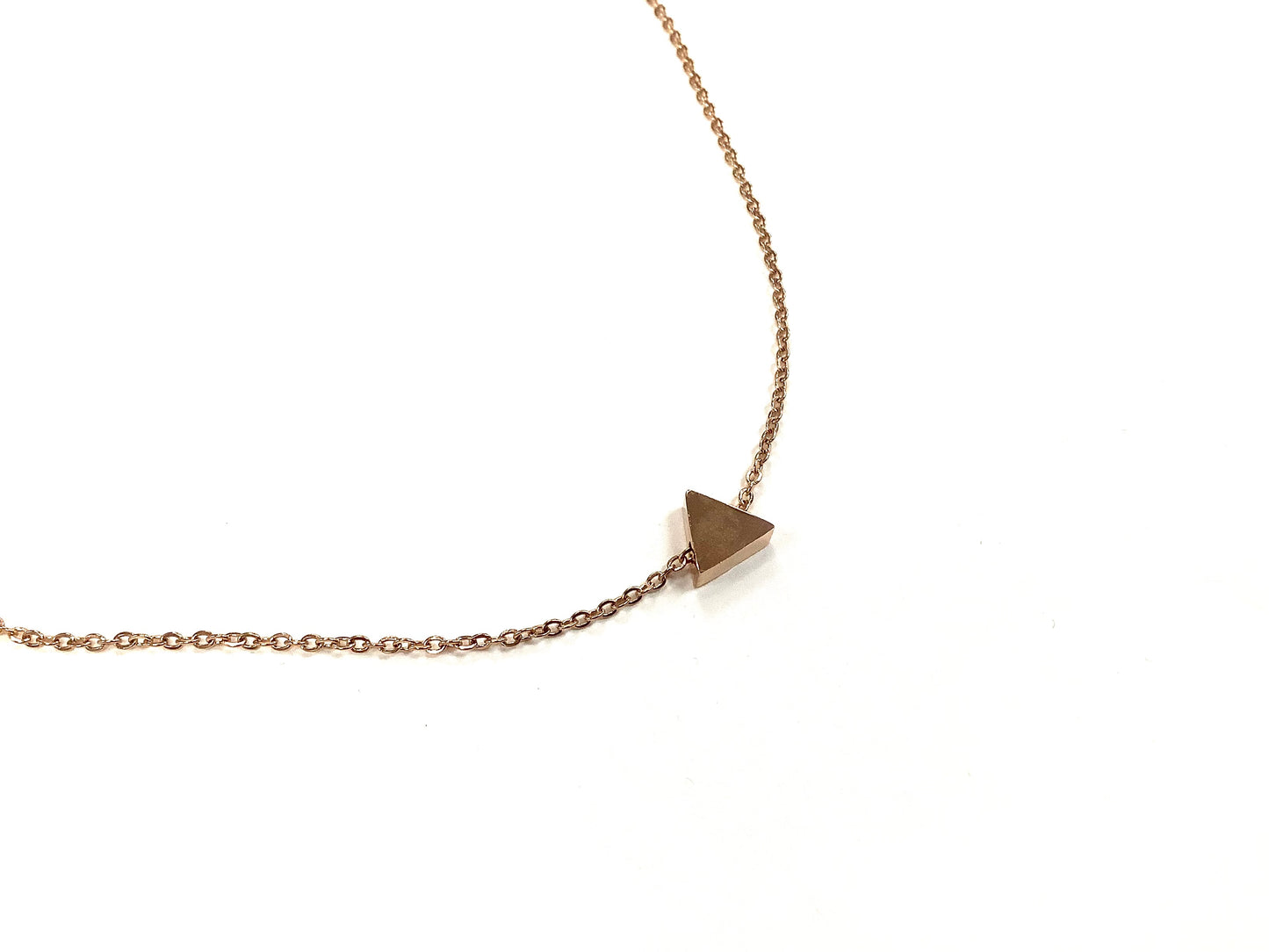 Collier Triangle - Or rose - Rouge Inox