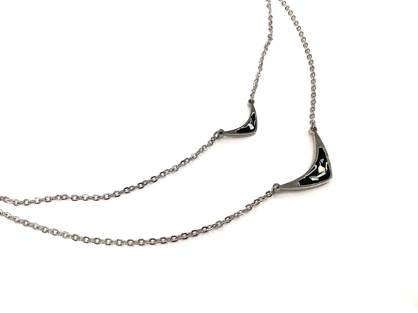 Double Arc Necklace - Red Stainless Steel