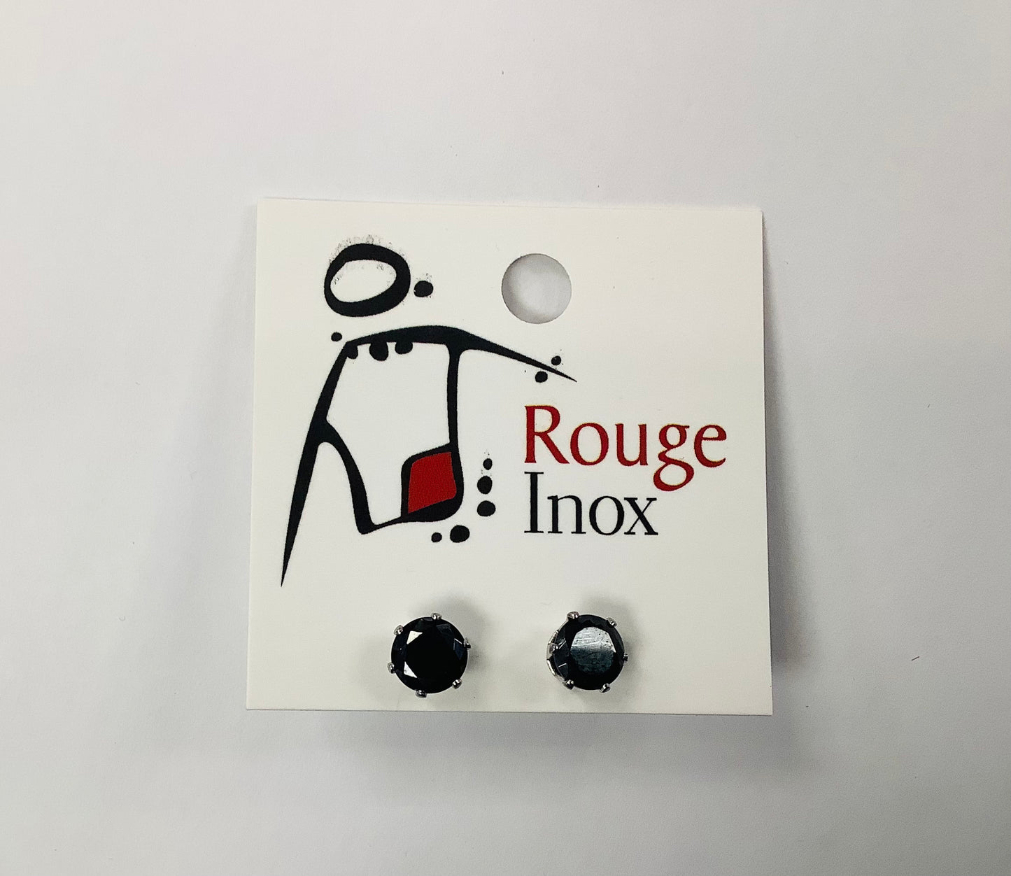 BO zircon rond noir 6mm- Rouge Inox