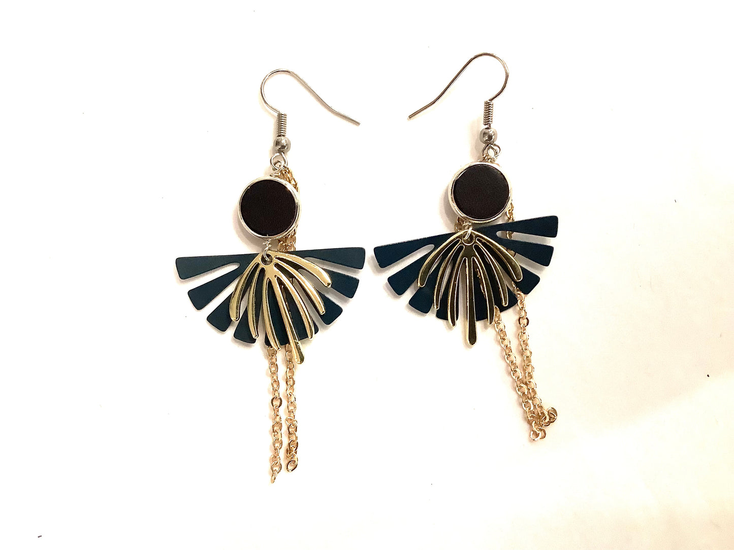 Boucles d'oreilles Éventail Floral Bleu - Création Fish