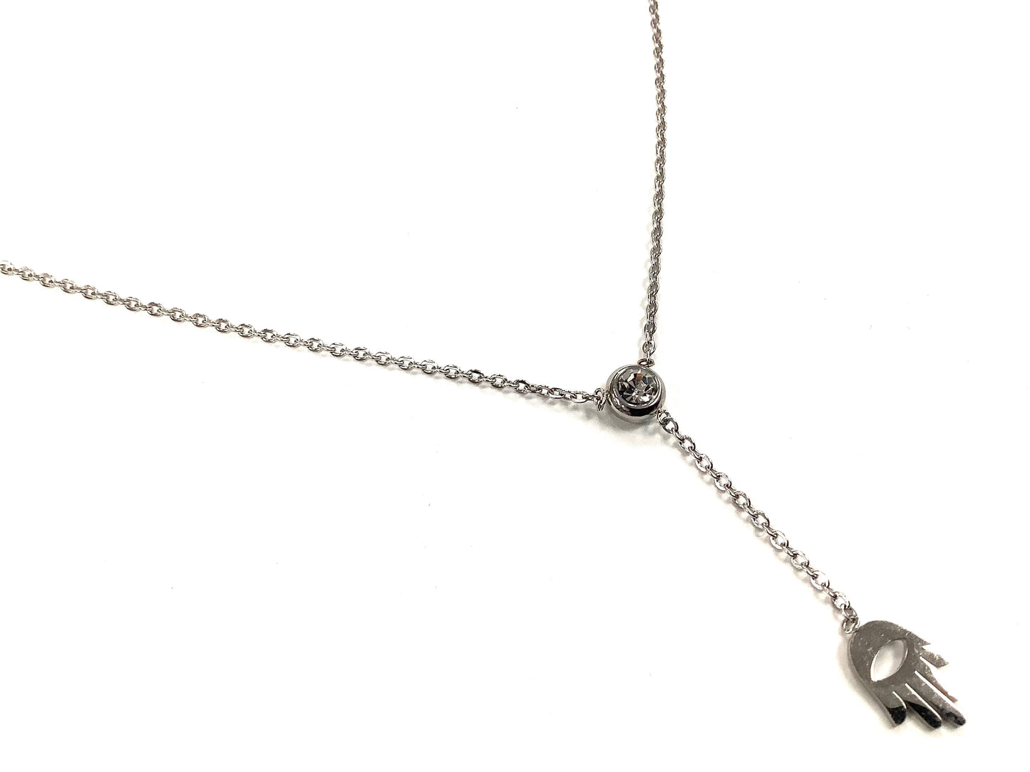 Collier Main de Khamsa - Rouge Inox