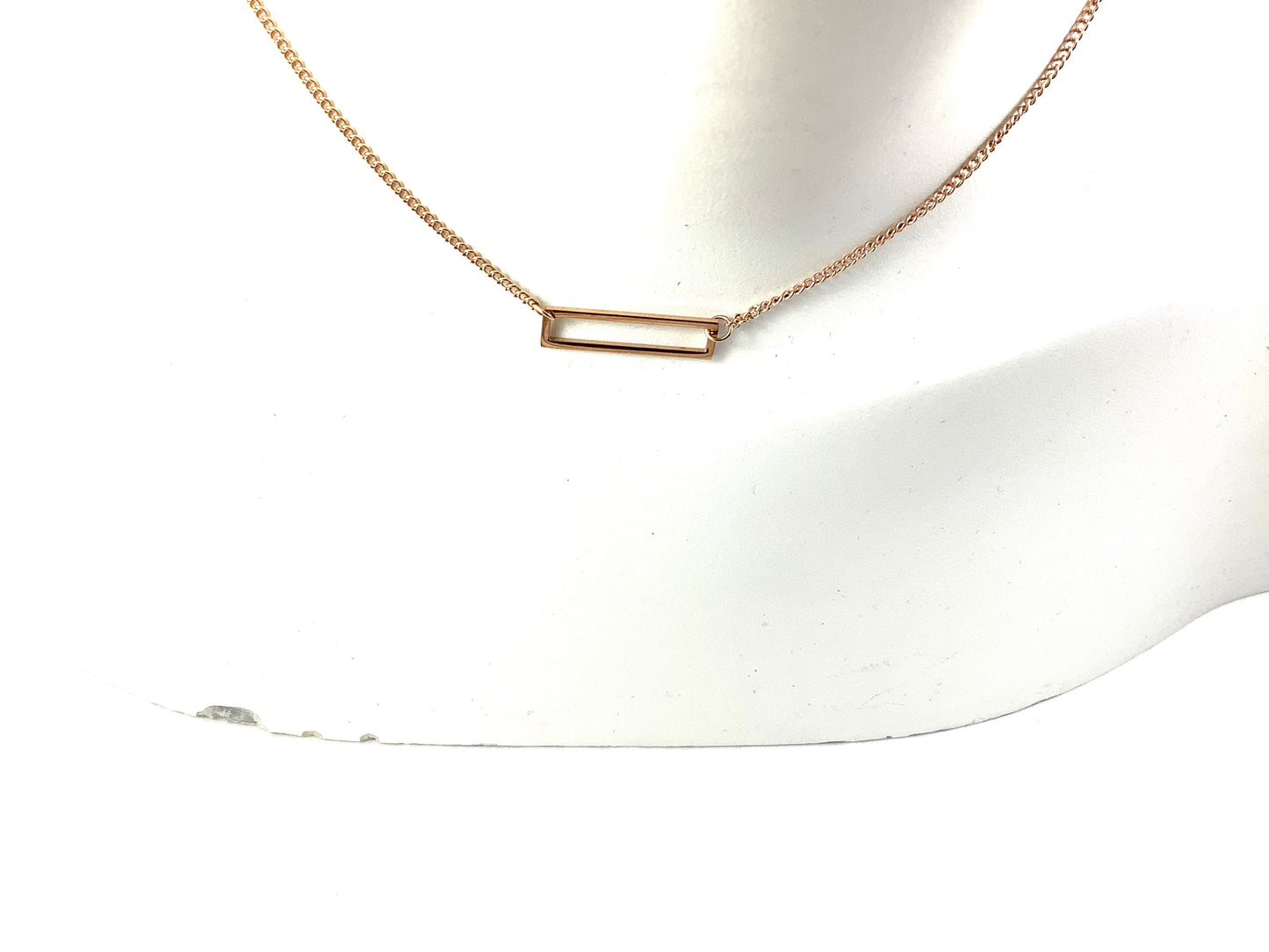 Collier Rectangle Or Rose - Rouge Inox