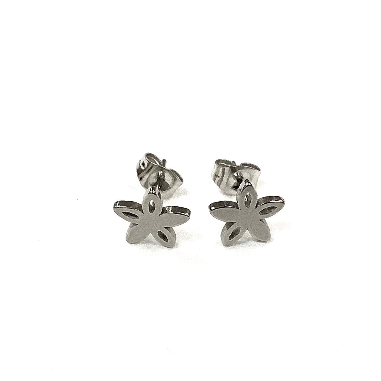 Boucles d’oreilles Florales argent- Rouge Inox