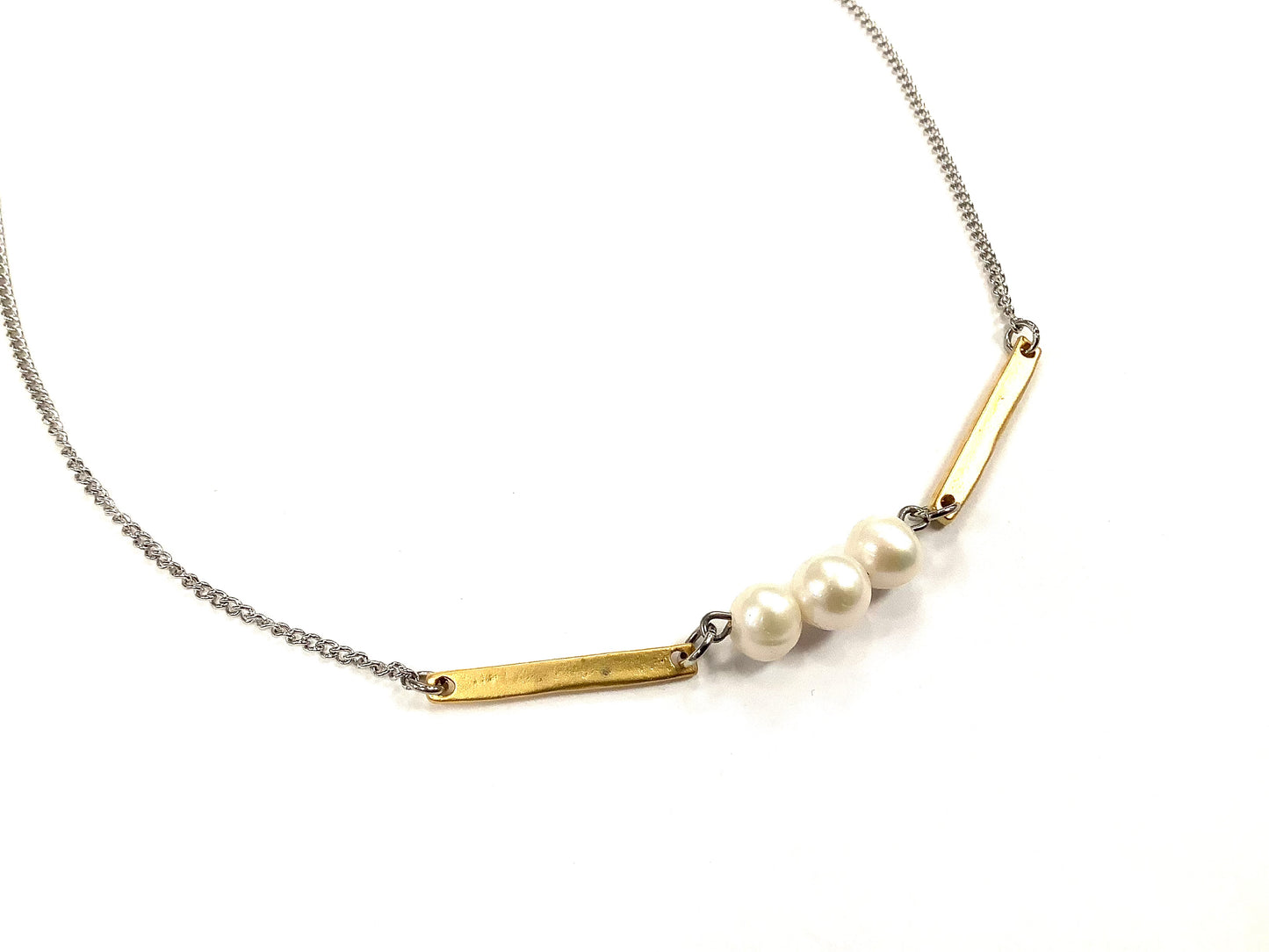 Gold Pearl Necklace - Red Stainless Steel