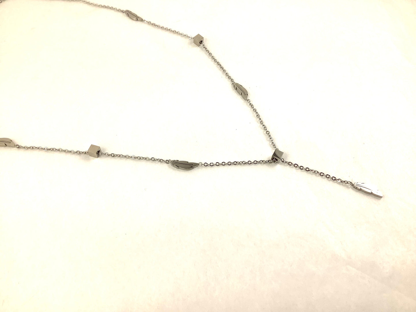 Collier Plumes - Argent - Rouge Inox