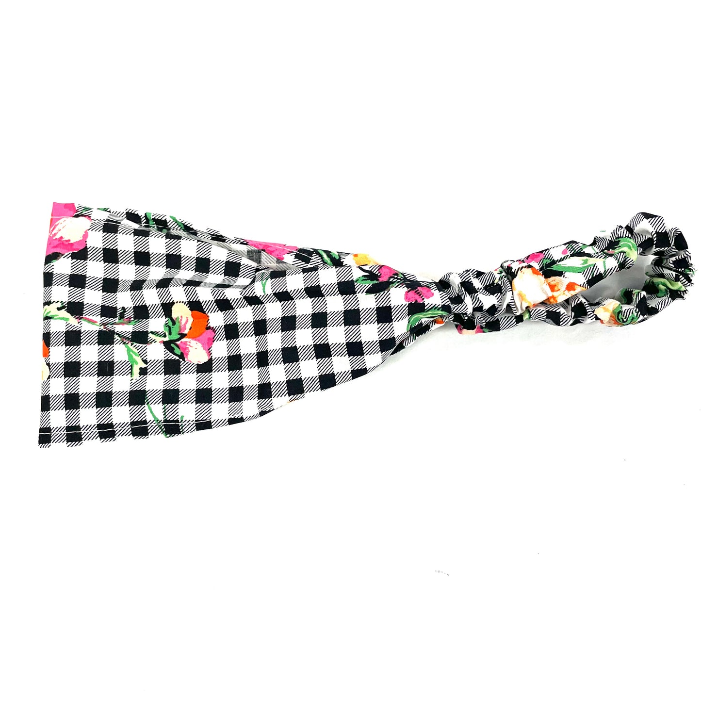 Bandeau Carroté Noir Blanc Fleurs - Rouge Canapé