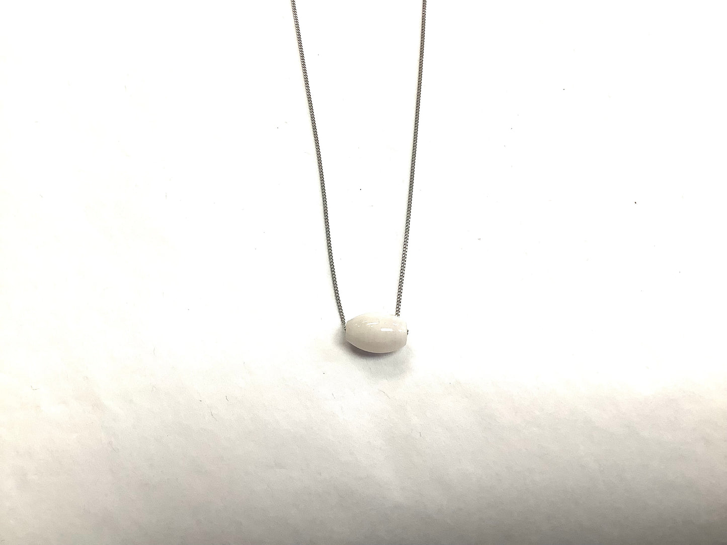 Collier Pierre blanche - Rouge Inox