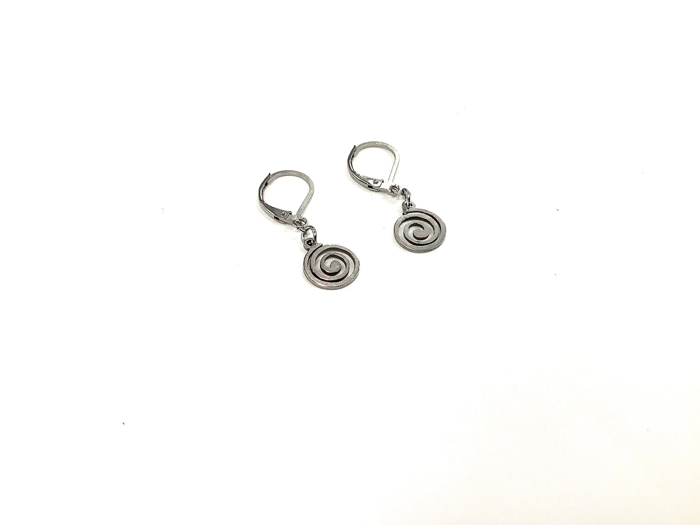 Spiral Dangle Earrings - Red Stainless Steel