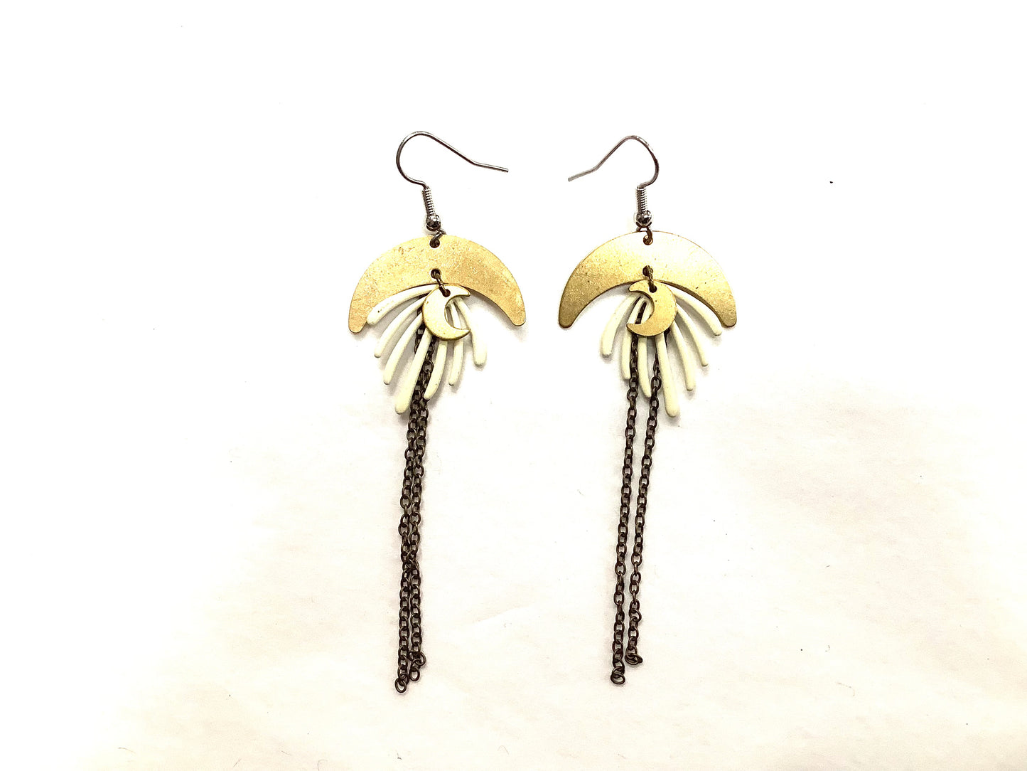 Boucles d'oreilles Lune Florale or - Création Fish