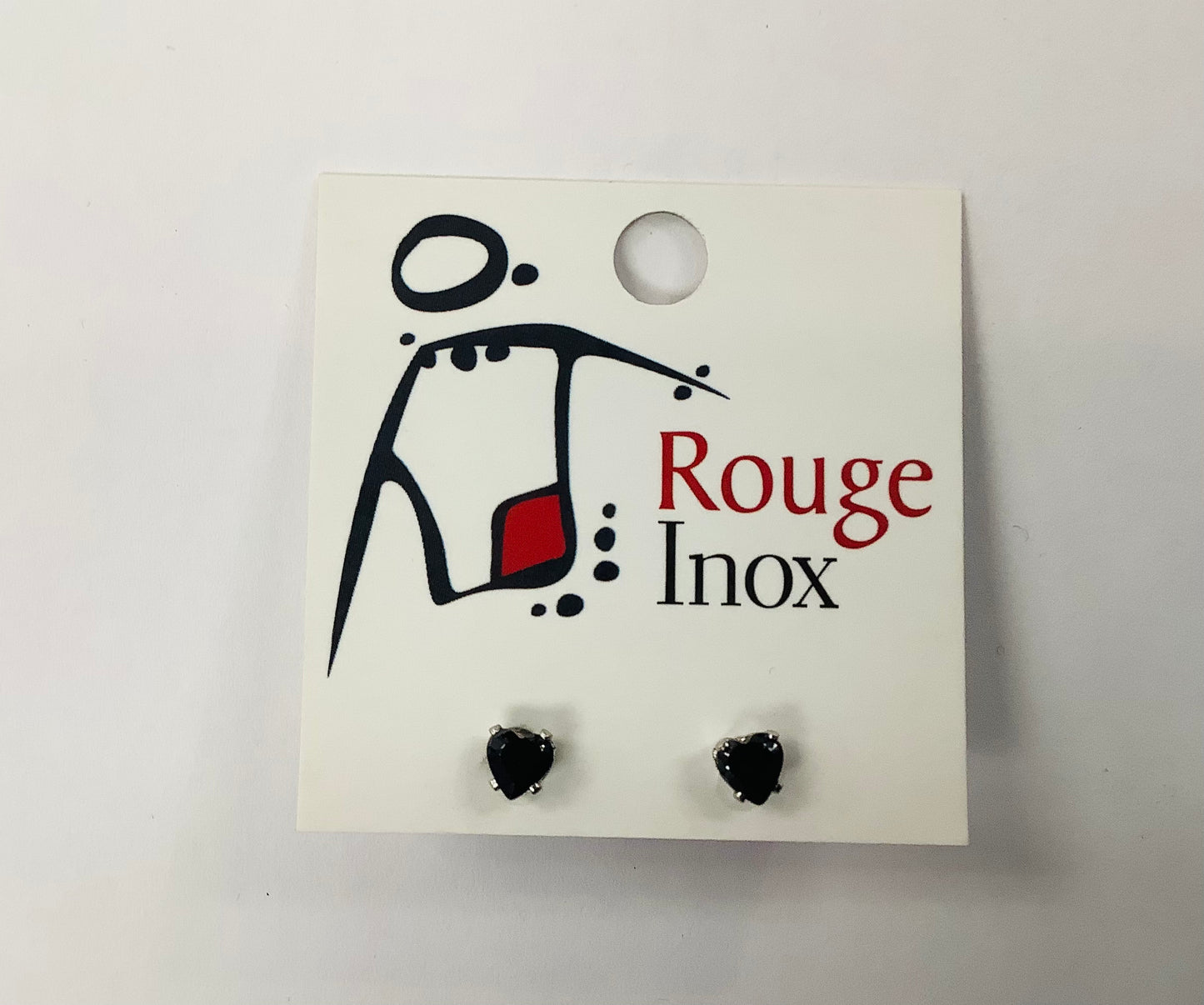 BO zircon coeur noir 3mm- Rouge Inox