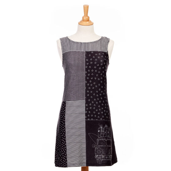 Emma Dress - Black Patchwork - Nothing Gets Lost