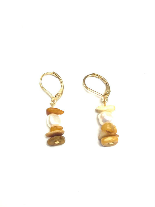Boucles d'oreilles pierres - Ambre - (2 Variantes) - Rouge Bijoux