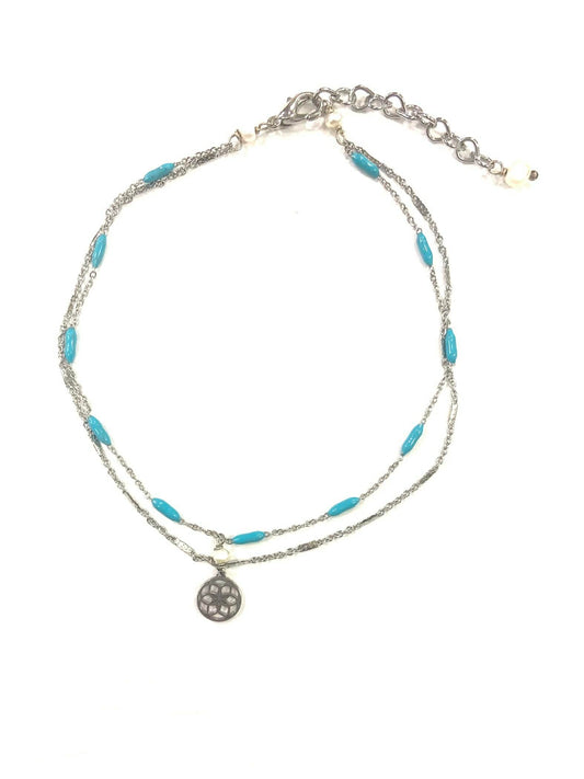 Chevillette Double  - Perle  - Aqua - Création Fish