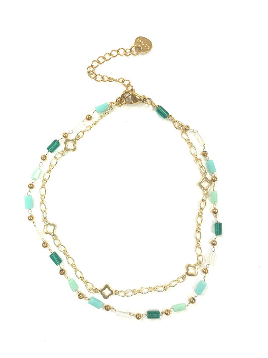 Chevillette Double - Rectangle - Turquoise - Création Fish