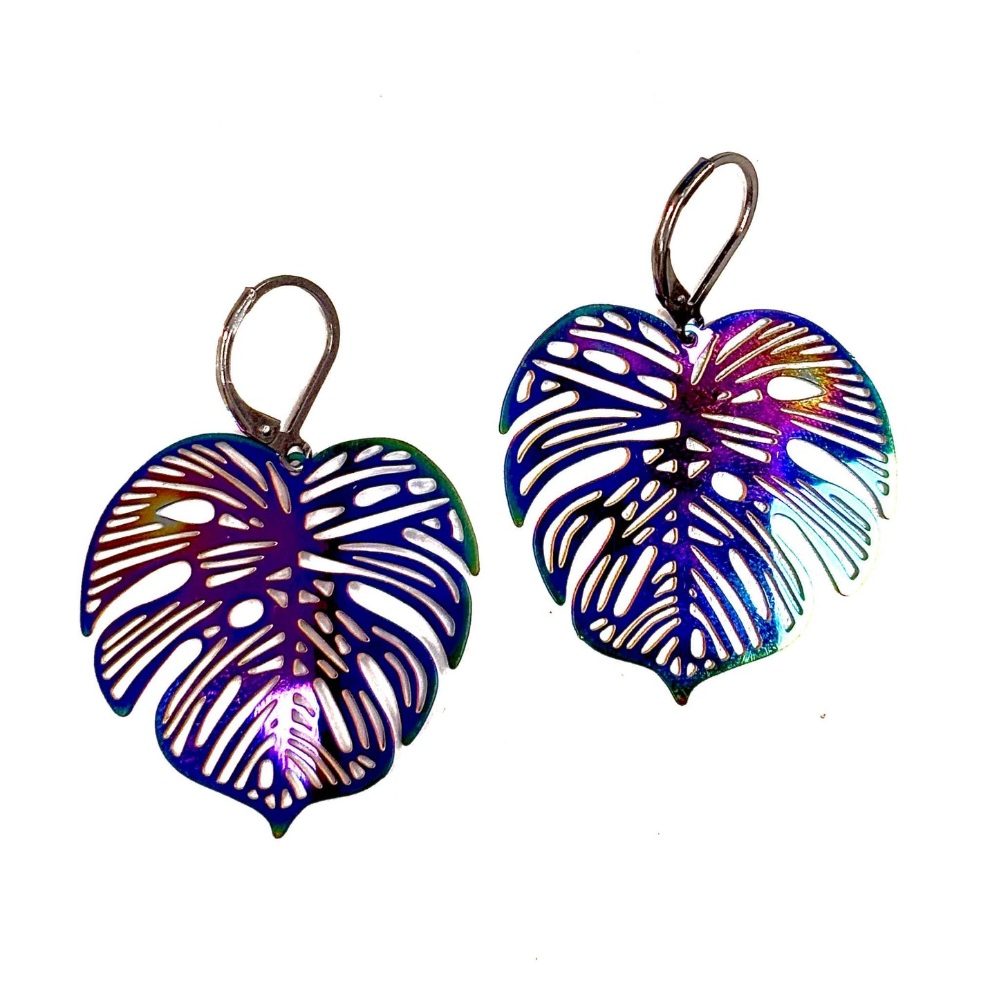 Boucles d'oreilles - Feuille Monstera - Rouge Inox (12 couleur différentes)