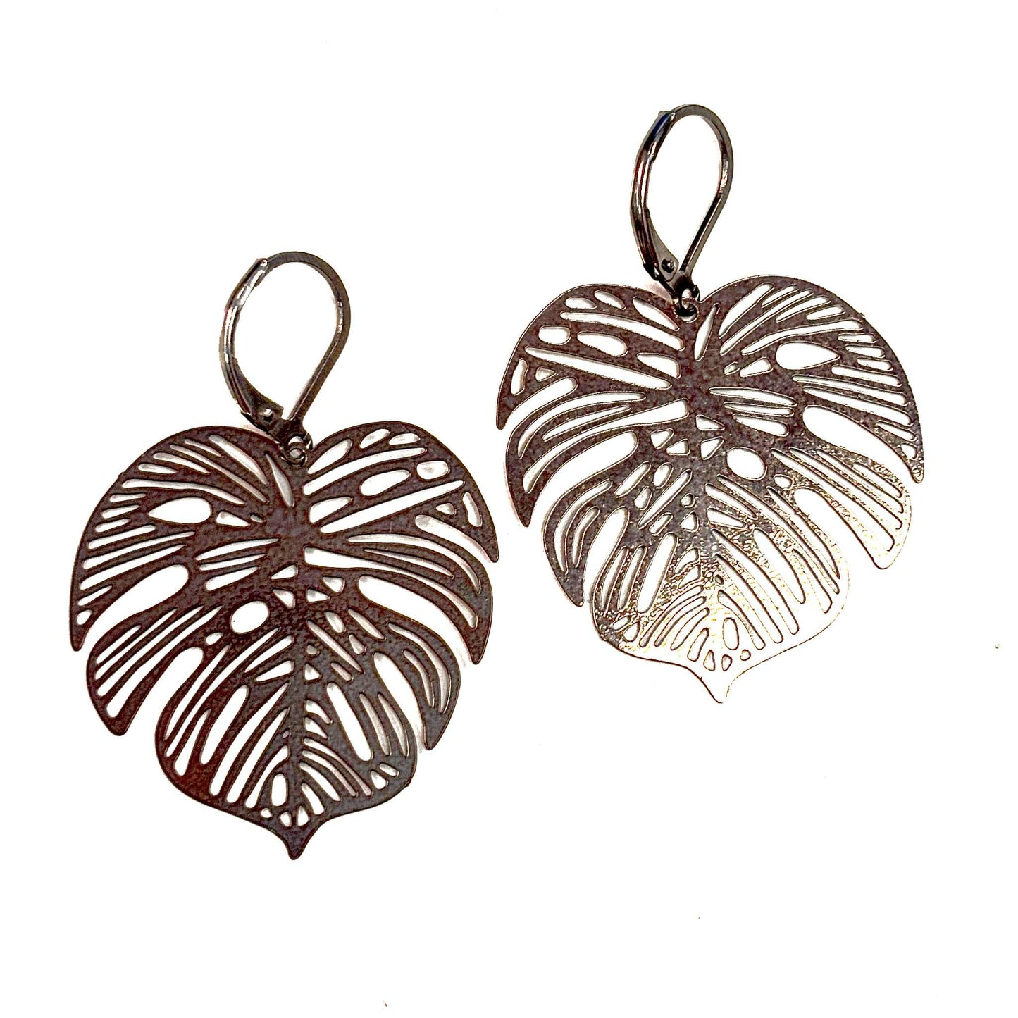 Boucles d'oreilles - Feuille Monstera - Rouge Inox (12 couleur différentes)