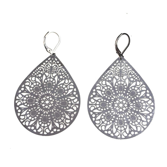 Boucles d'oreilles - Goutte Mandala - Rouge Inox