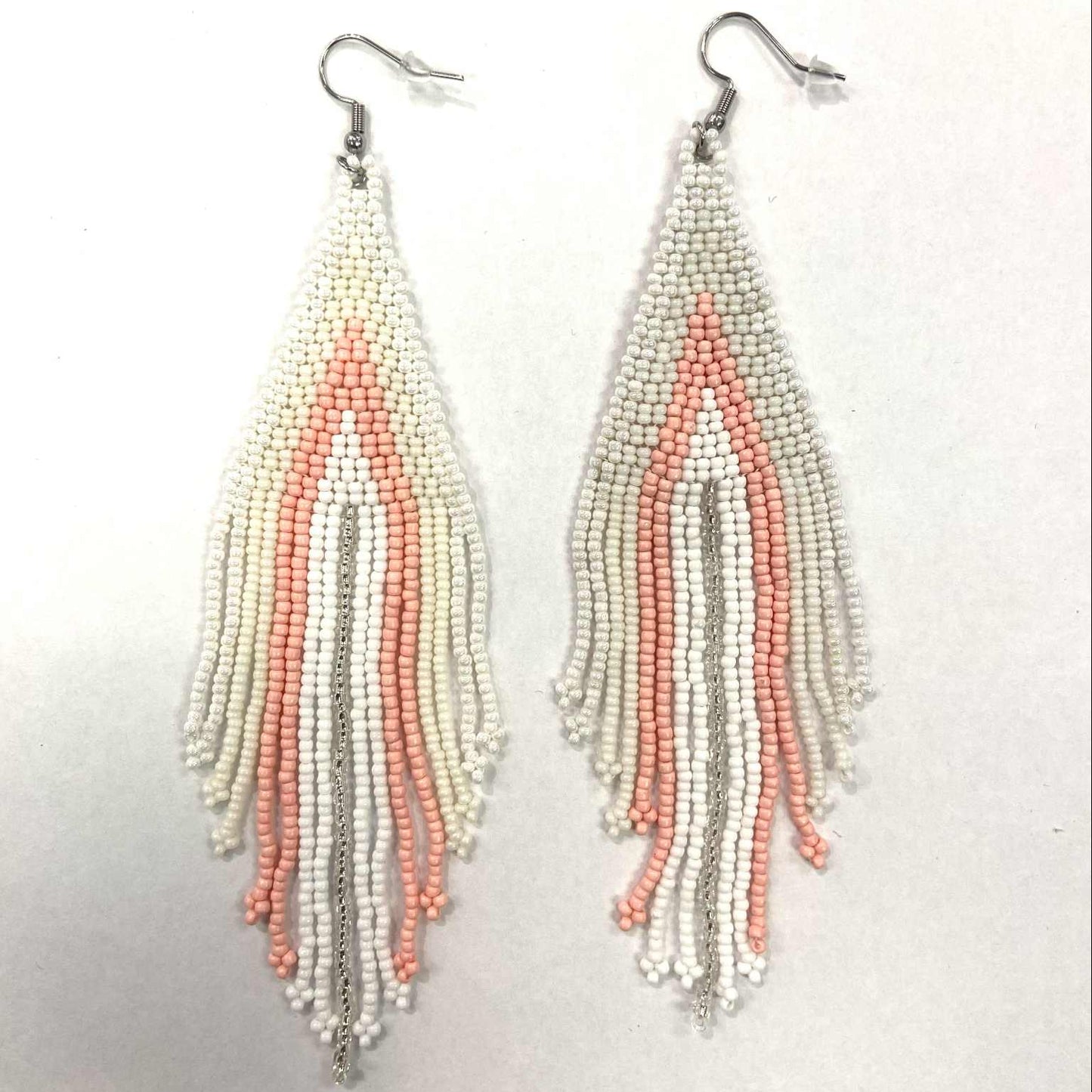 Boucles d'oreilles - Perlage - Franges multiples - 8 couleurs offertes - Rouge Inox