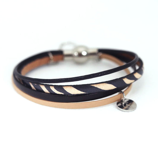 Bracelet zip beige et noir - Créart