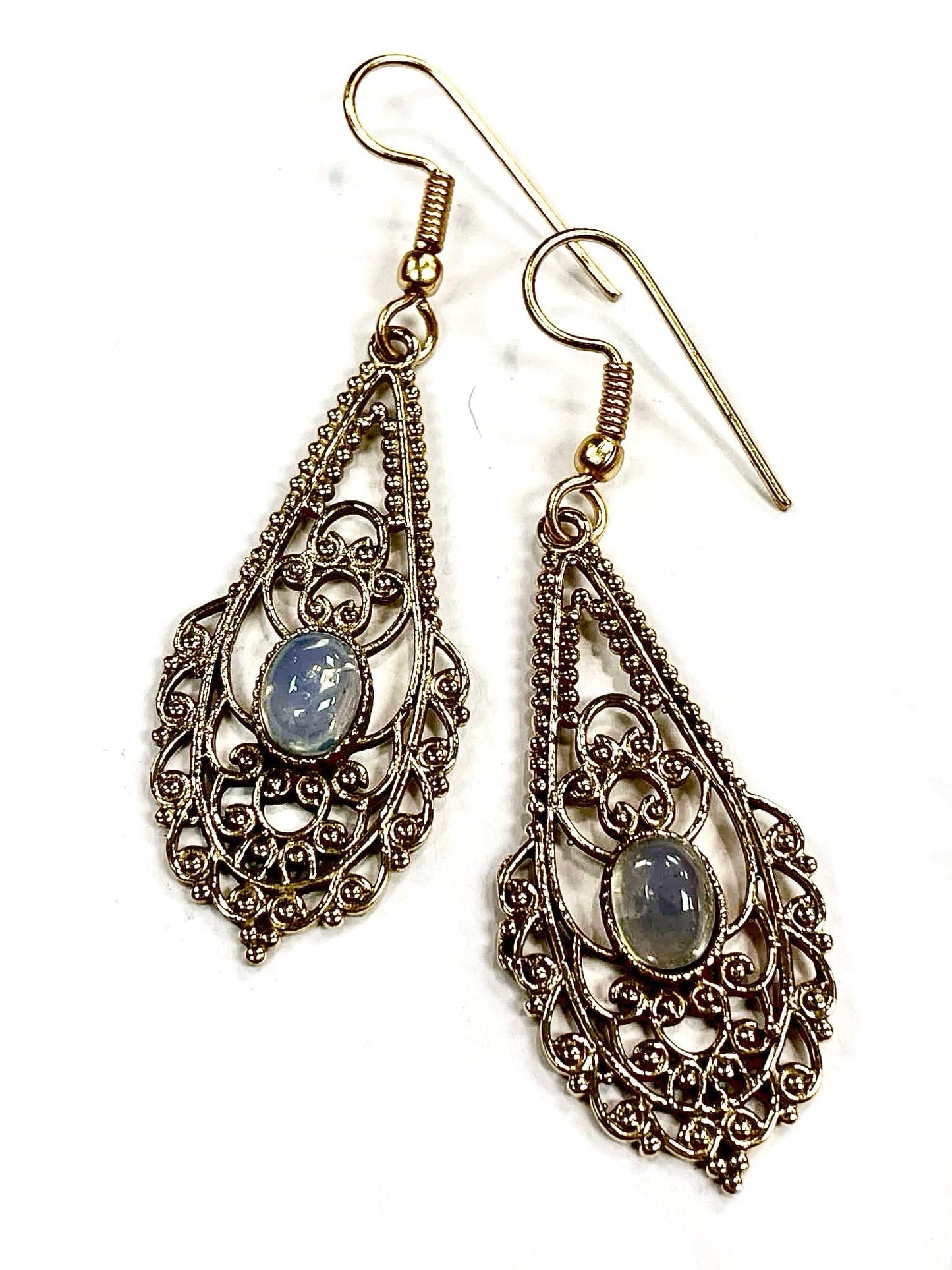 Boucles d'oreilles C4 - Bleu Translucide & Or.