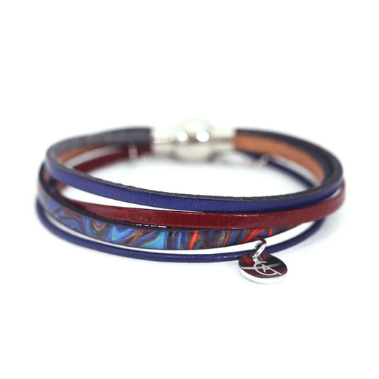 Bracelet zip bleu et rouge - Créart