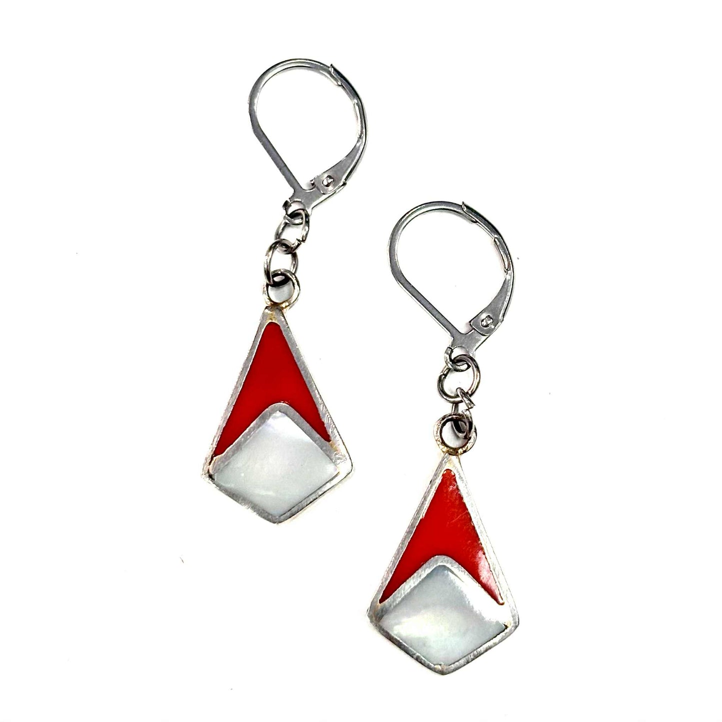 Boucles d'oreilles - Goutte - Pierre Nacre Losange - Rouge Aventure