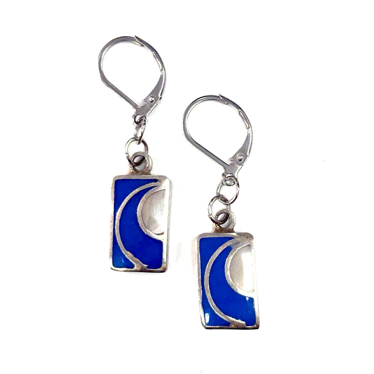 Boucles d'oreilles - Rectangle - Pierre Nacre Demie-Cercle - Rouge Aventure