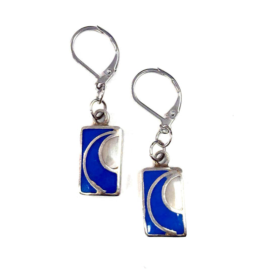 Boucles d'oreilles - Rectangle - Pierre Nacre Demie-Cercle - Rouge Aventure