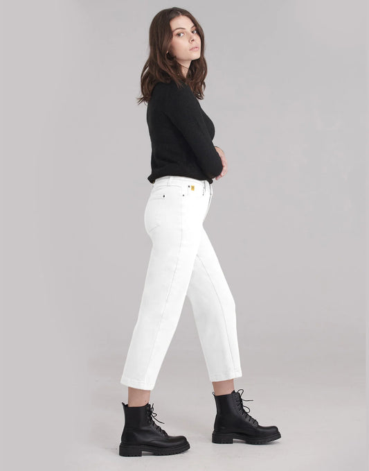 JEANS CHLOÉ COUPE DROITE / BLANC - 1917CO-C25 - Taille Classique - Entrejambe 25'' - Yoga Jeans