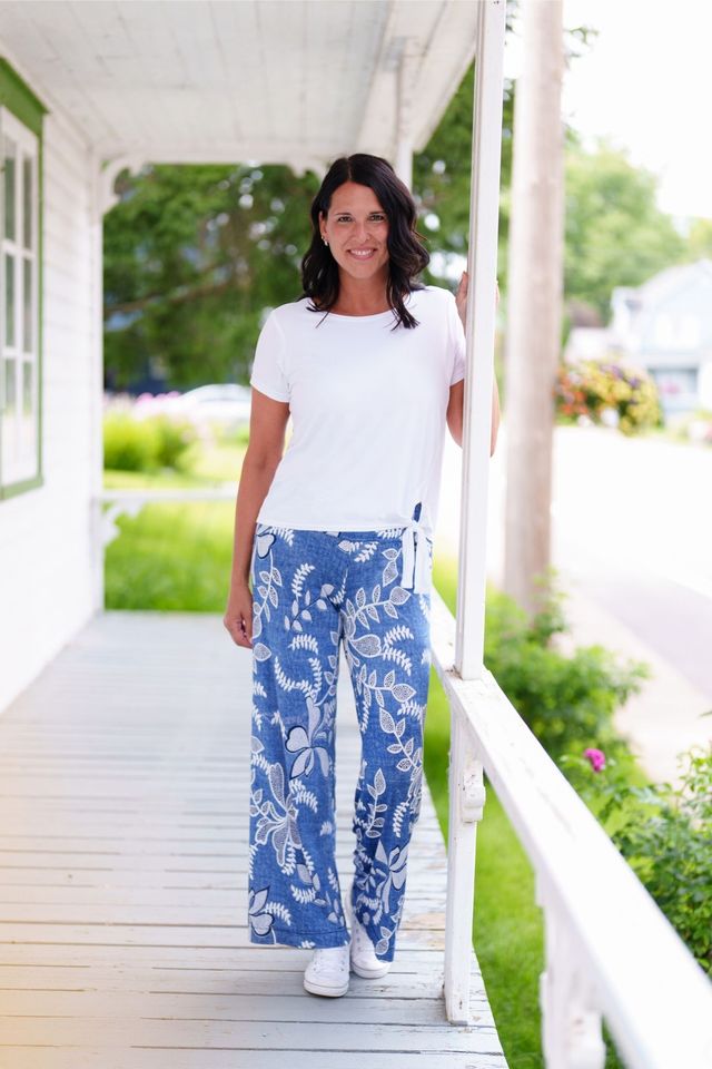 Palazo coco Bleu denim et blanc