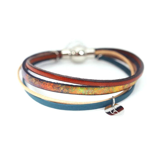 Bracelet zip brun et bleu - Créart