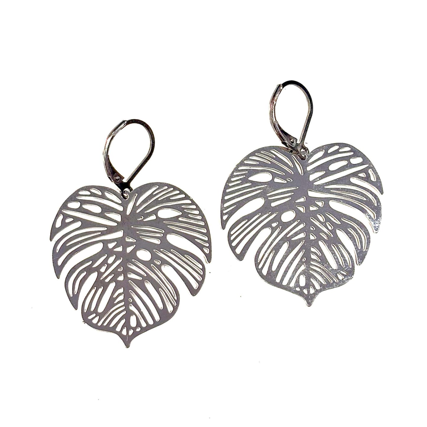 Boucles d'oreilles - Feuille Monstera - Rouge Inox (12 couleur différentes)
